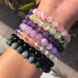 7 Chakras Charm Bracelet Natural Crystal Round Beads Healing Stone Women Jewelry