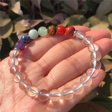 7 Chakras Charm Bracelet Natural Crystal Round Beads Healing Stone Women Jewelry