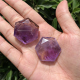 Natural Crystal Stone Hexagram Pendant Tiger Eye Amethyst Labradorite Fluorite