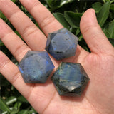 Natural Crystal Stone Hexagram Pendant Tiger Eye Amethyst Labradorite Fluorite