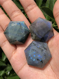 Natural Crystal Stone Hexagram Pendant Tiger Eye Amethyst Labradorite Fluorite