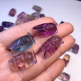 Natural Rainbow Fluorite Cicada Pendant Crystal Carved Animal Jewelry Gift