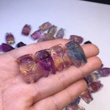 Natural Rainbow Fluorite Cicada Pendant Crystal Carved Animal Jewelry Gift