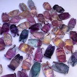 Natural Rainbow Fluorite Cicada Pendant Crystal Carved Animal Jewelry Gift