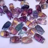Natural Rainbow Fluorite Cicada Pendant Crystal Carved Animal Jewelry Gift