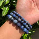 Natural Dumortierite Bracelet Round Bead Crystal Healing Stones
