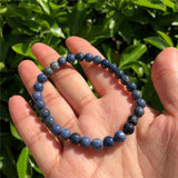 Natural Dumortierite Bracelet Round Bead Crystal Healing Stones