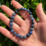Natural Dumortierite Bracelet Round Bead Crystal Healing Stones