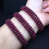 Natural Garnet Hand-Knitted Woven Bracelet Crystal Reiki Healing Stone Jewelry