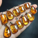 Amber Water Drop Pendant 925 Sterling Silver Reiki Healing Stone Jewelry
