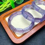 Natural Fluorite Square Fret Bead Bracelet Bangle
