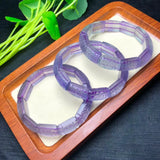 Natural Fluorite Square Fret Bead Bracelet Bangle