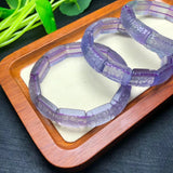 Natural Fluorite Square Fret Bead Bracelet Bangle