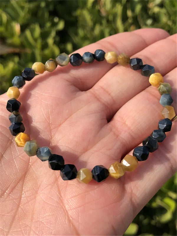 Natural Dream Tiger Eye Bracelet Diamond Beads Crystal Quartz Healing Stone