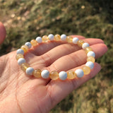 Natural Rutilated Quartz & Howlite Bracelet Crystal Healing Stones