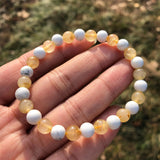 Natural Rutilated Quartz & Howlite Bracelet Crystal Healing Stones