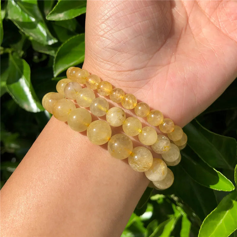 Natural Rutilated Quartz Bracelet Crystal Healing Stones Jewelry
