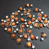 Sunstone Moon Star Shape Pendant 925 Sterling Silver Jewelry