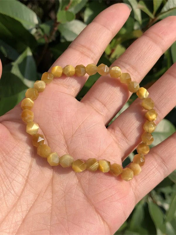 Natural Tiger Eye Bracelet Diamond Shape Crystal Healing Stone Jewelry
