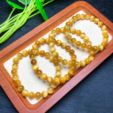 Fengbaowu Tiger Eye Bracelet Round Beads Crystal Reiki Healing Stone