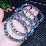 Gray Moonstone Bracelet Round Beads Crystal Healing Stone