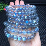 Gray Moonstone Bracelet Round Beads Crystal Healing Stone