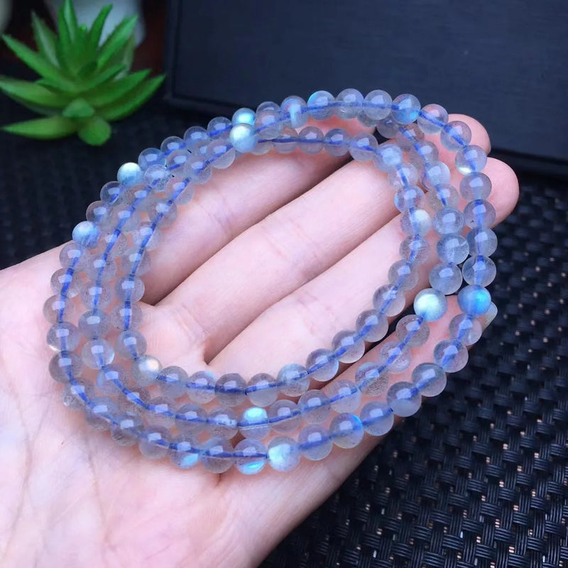 Gray Moonstone Labradorite Bracelet Crystal Reiki Healing Stone Jewelry