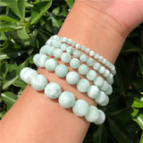 Green Angelite Larimar Bracelet Round Bead Crystal Reiki Healing Stone