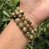 Natural Green Garnet Bracelet Round Beads Crystal Healing Stone Jewelry