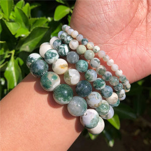 Natural Green Tree Agate Bracelet Healing Stones for Women and Men