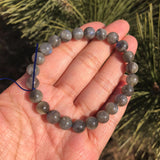 Natural Grey Moonstone Labradorite Bracelet Round Beads Crystal Healing Stone