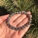 Natural Grey Moonstone Labradorite Bracelet Round Beads Crystal Healing Stone