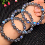 Grey Moonstone Labradorite Bracelet Round Beads Crystal Quartz Stone