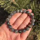 Natural Grey Moonstone Labradorite Bracelet Round Beads Crystal Healing Stone