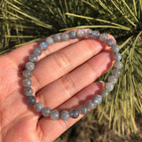 Natural Grey Moonstone Labradorite Bracelet Round Beads Crystal Healing Stone