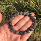 Natural Grey Moonstone Labradorite Bracelet Round Beads Crystal Healing Stone