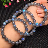 Grey Moonstone Labradorite Bracelet Round Beads Crystal Quartz Stone