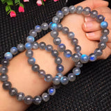 Grey Moonstone Labradorite Bracelet Round Beads Crystal Quartz Stone