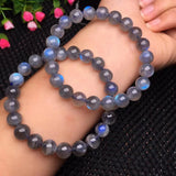 Grey Moonstone Labradorite Bracelet Round Beads Crystal Quartz Stone