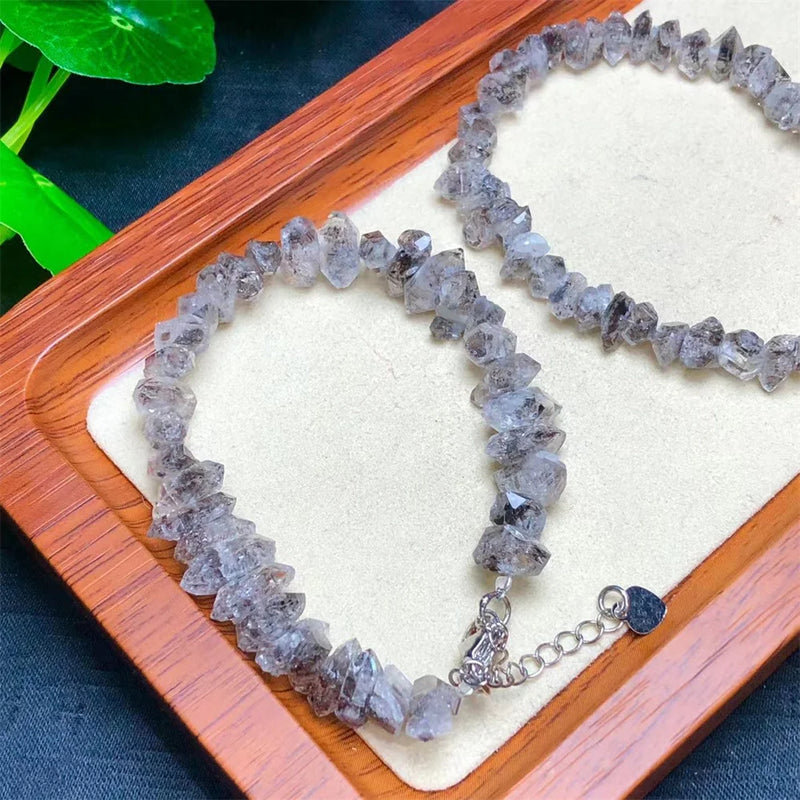 Natural Herkimer Diamond Chain Bracelet Crystal Reiki Healing Stone Jewelry