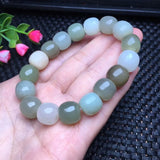 Natural Hetian Jade Nephrite Bracelet Old Style Beads Reiki Healing Stone