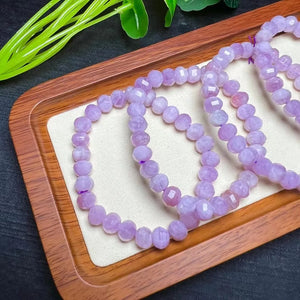 1 Pc Natural Kunzite Bracelet Faceted Abacus Bead Crystal Reiki Healing Stone