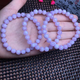 Natural Kunzite Bracelet Round Bead Crystal Healing Stone Jewelry