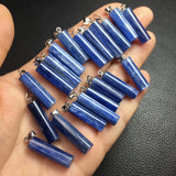 Natural Kyanite Cylinder Pendant 925 Sterling Silver Crystal Reiki Healing