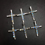 Labradorite Moonstone Cross Pendant 925 Sterling Silver Reiki Healing Stone