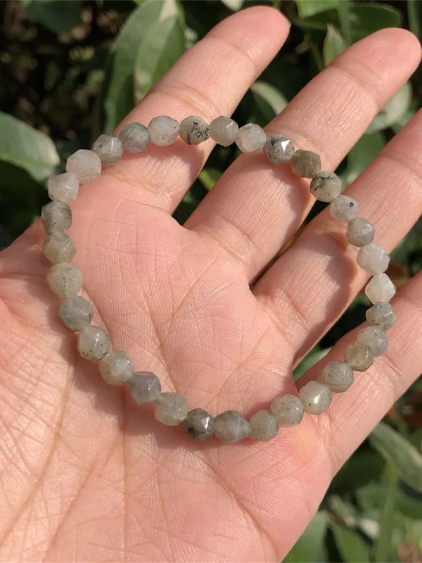 Labradorite Bracelet Diamond Shape Faceted Beads Healing Stone Jewelry