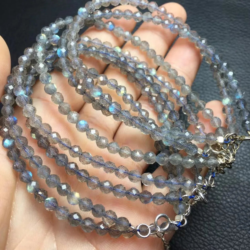 Labradorite Gray Moonstone Chain Bracelet 925 Sterling Silver