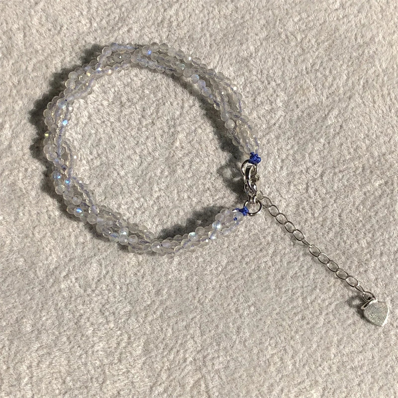 Labradorite Gray Moonstone Chain Bracelet Reiki Healing Stone Jewelry