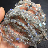 Labradorite Moonstone Chips Bracelet 925 Silver