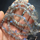 Labradorite Moonstone Chips Bracelet 925 Silver